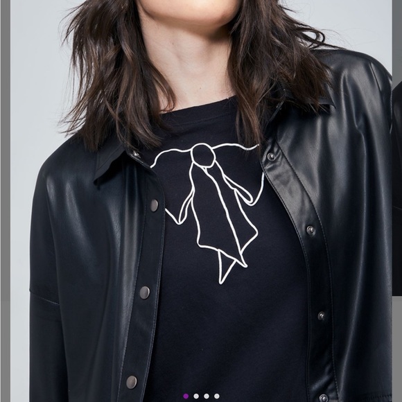 NEW IN PACKAGE- WILDFOX Black Faux Leather Button-Up Jacket - Picture 4 of 4